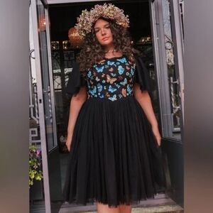 JessaKae Midnight Monarch Dress 5X – Sweetheart Neckline, Flutter Sleeves